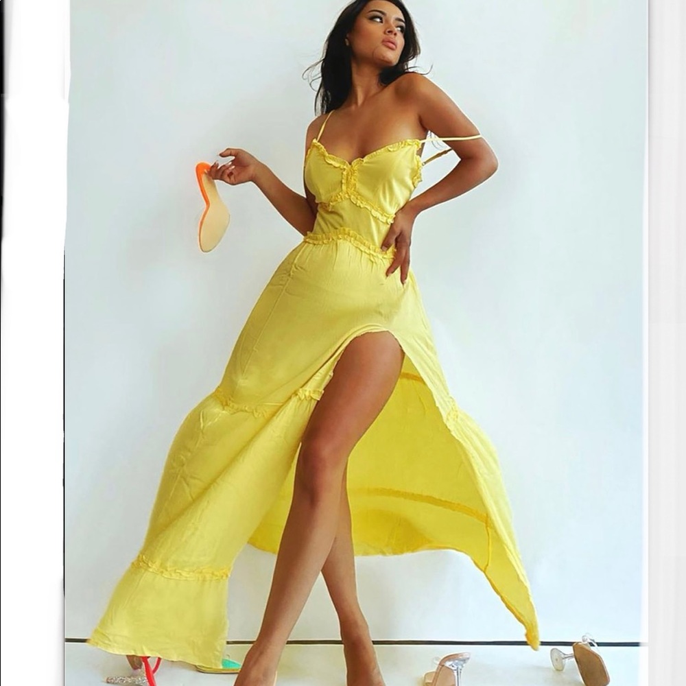 -yellow maxi dress